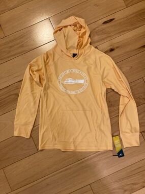 MV Sport Peach Long Sleeve Hooded Tee with Boat Graphic